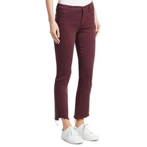 MOTHER Denim Women's Rascal Ankle Step Fray Hem Burgundy Plum Jeans EUC 23